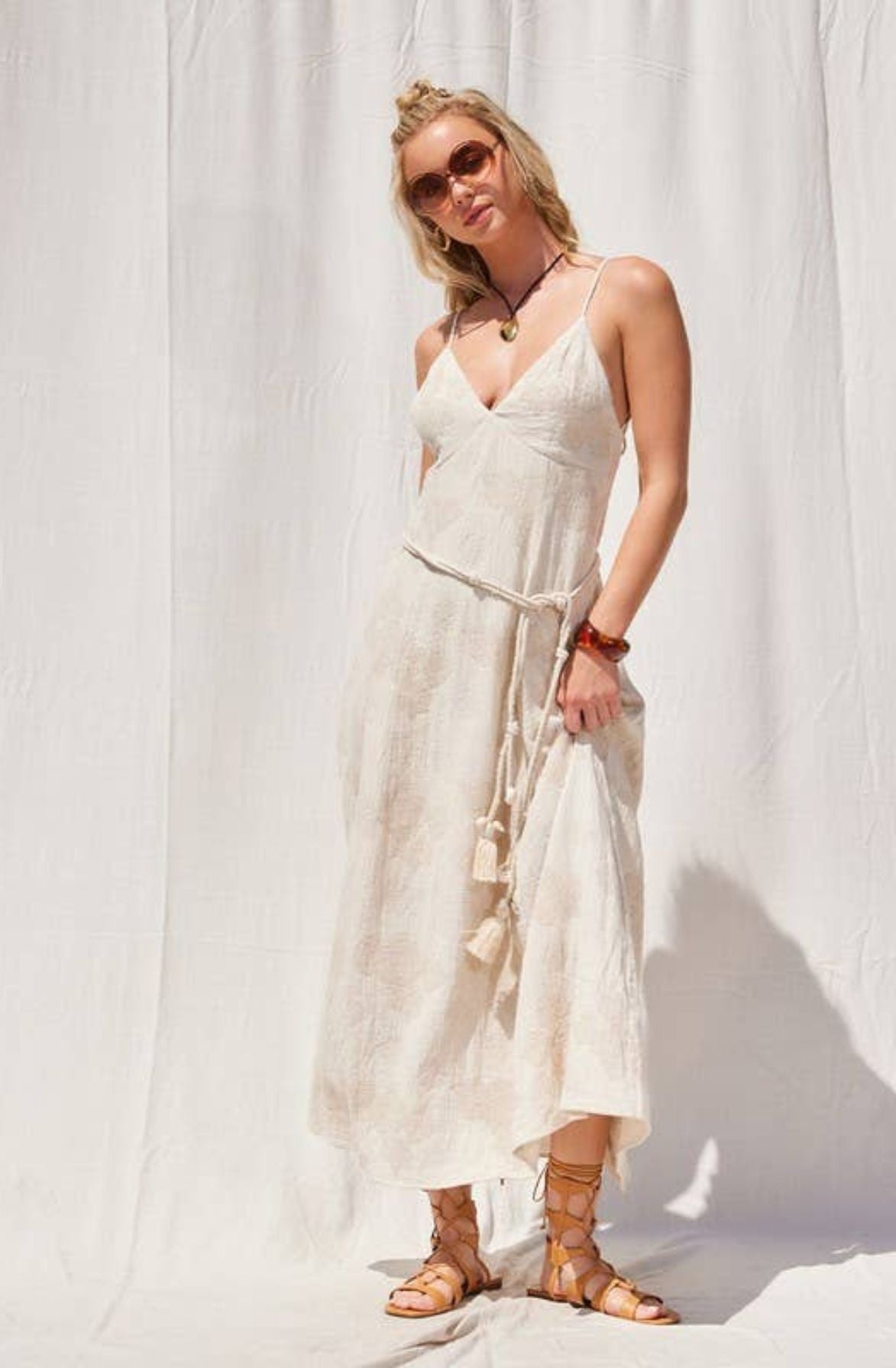 Cream Double Gauze Maxi Dress with Pockets – Midnight Riff