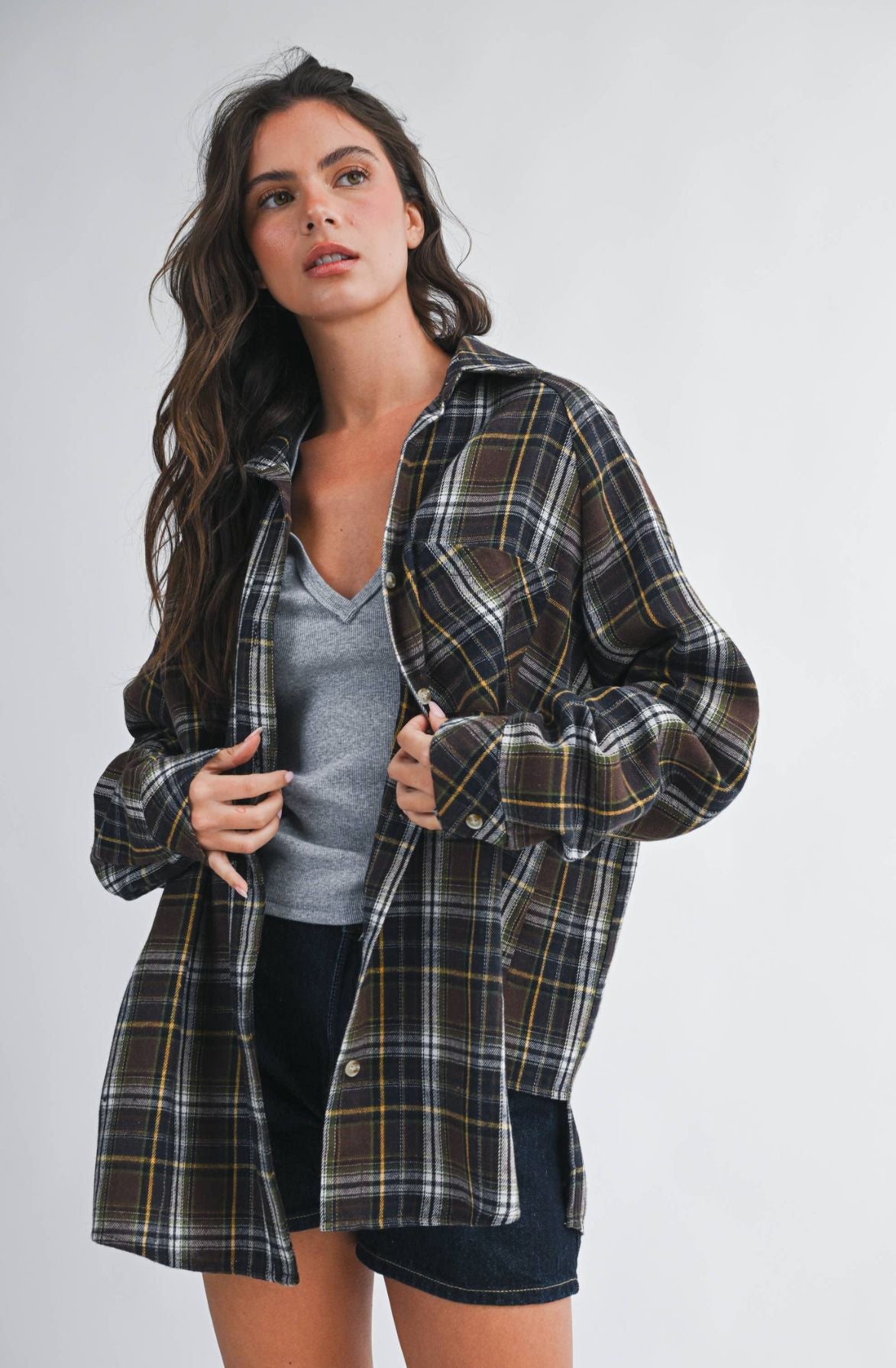 Oversized Plaid Flannel Button Down