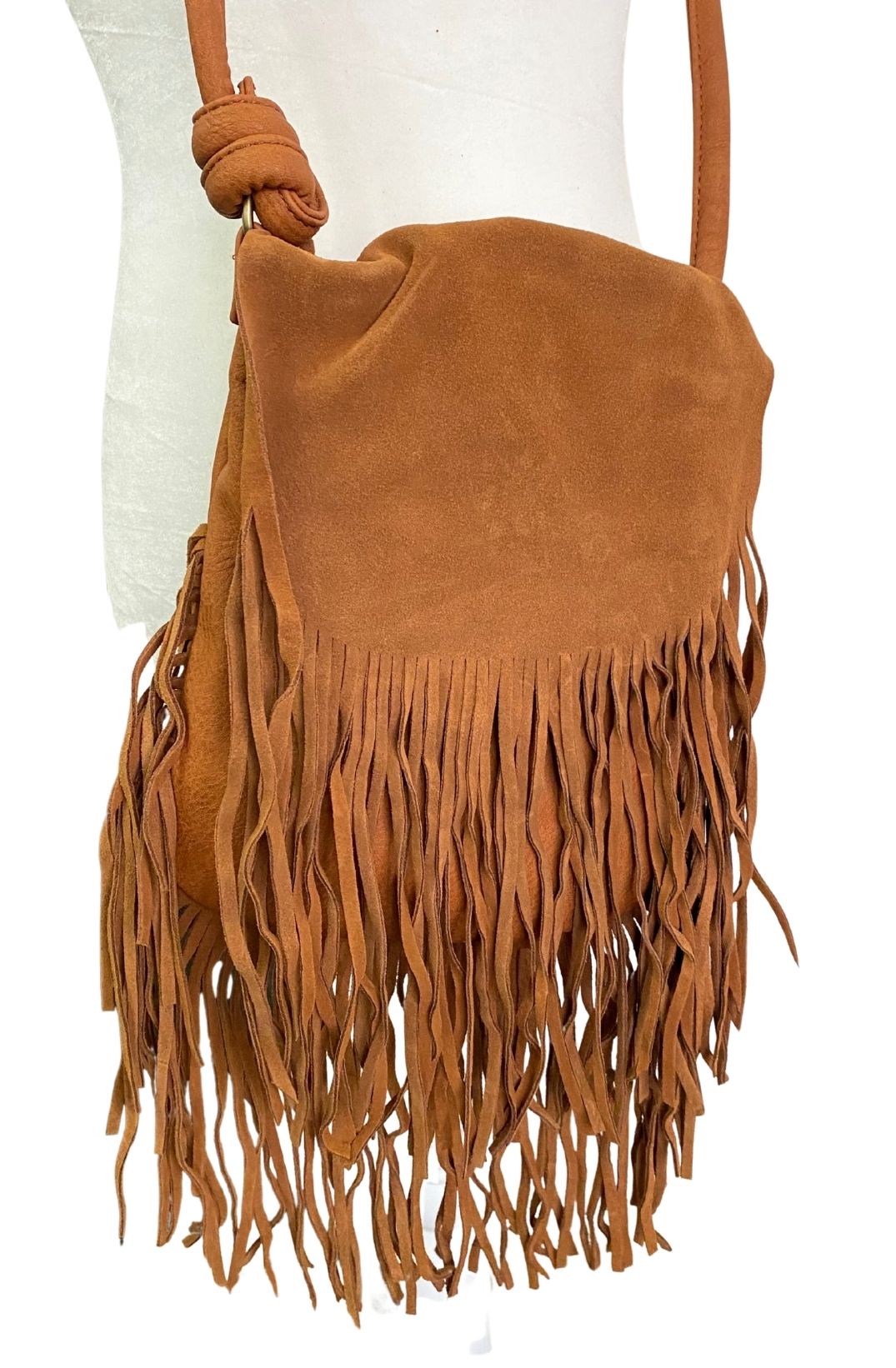 Leather Brown Fringe Crossbody Bag