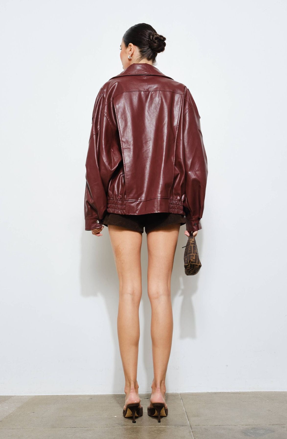 Oxblood High Collar Bomber