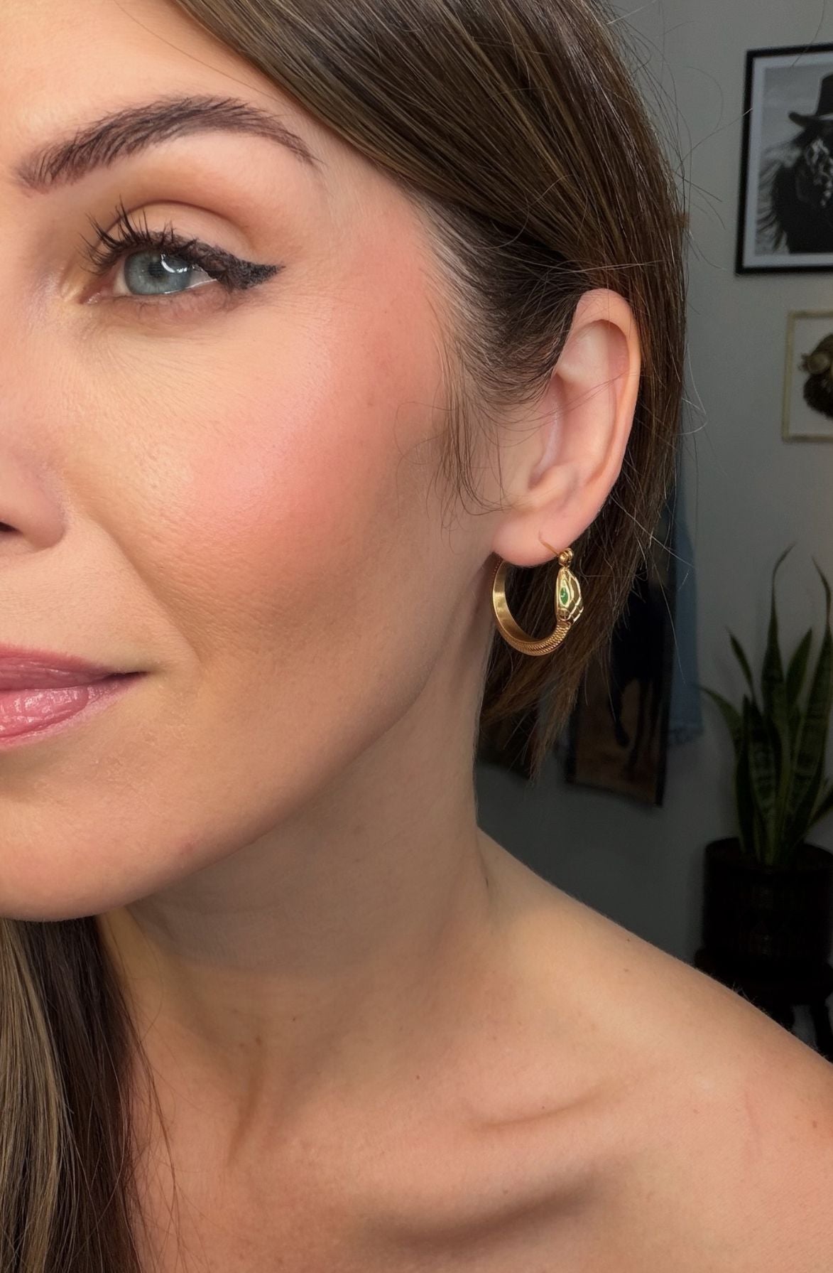 Gold Snake Hoop Earrings