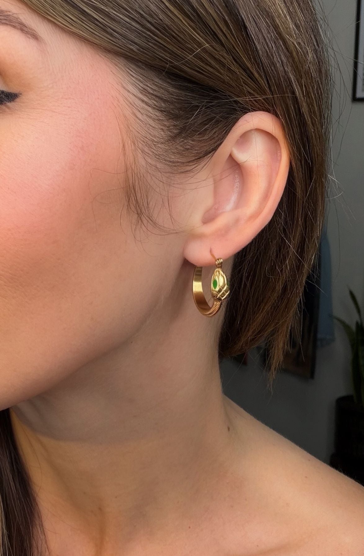 Gold Snake Hoop Earrings