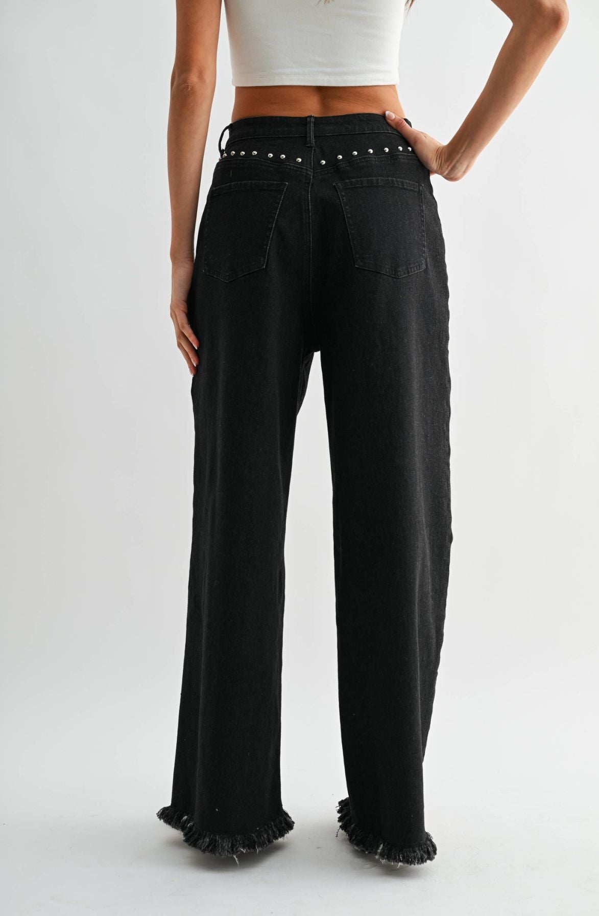 Wide Leg Studded Jeans