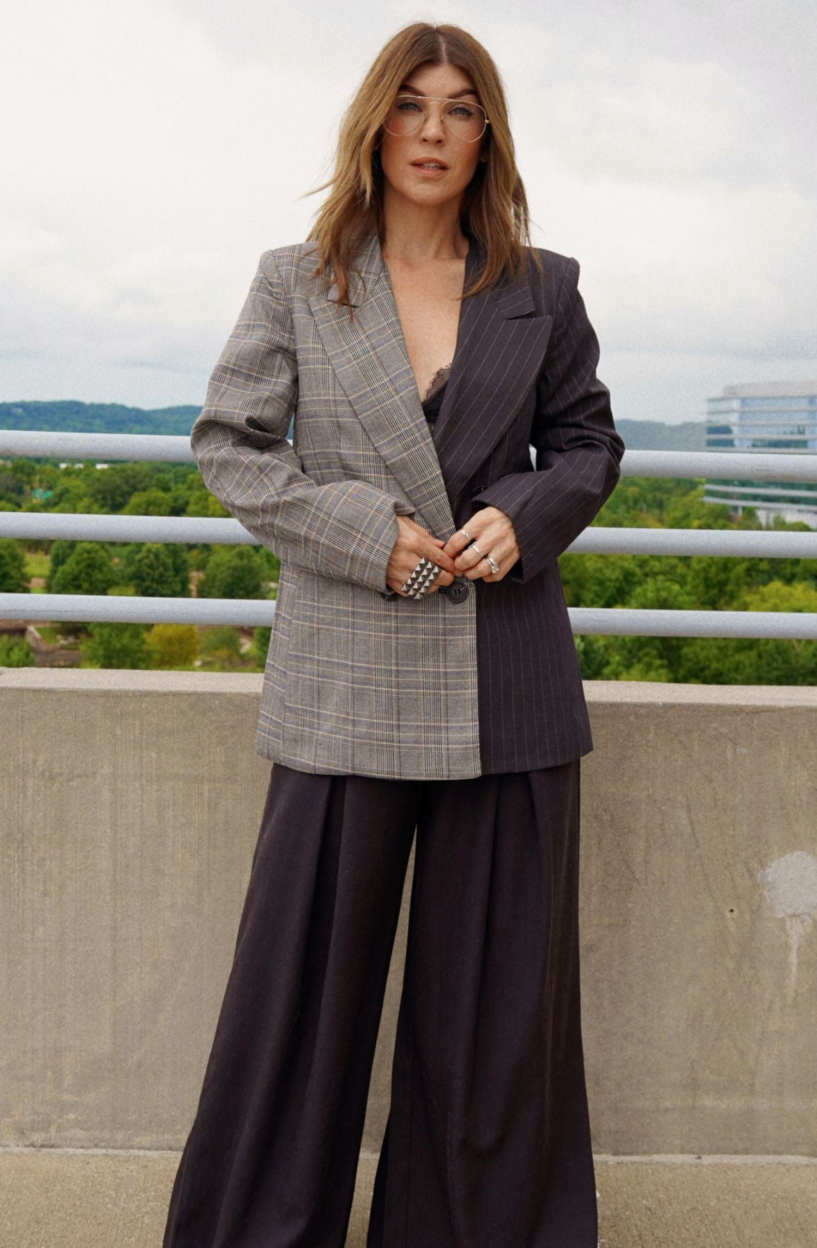 The Color Block Plaid Blazer