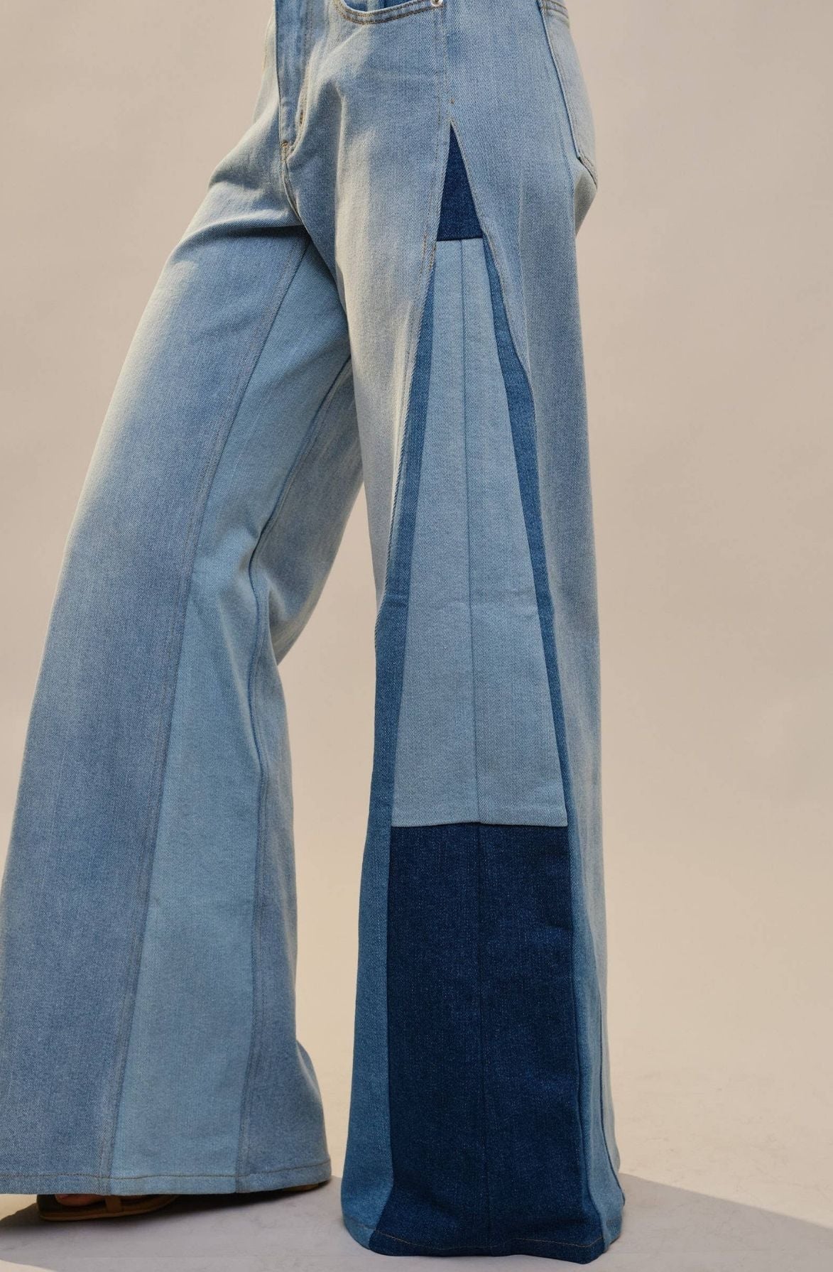 Wide Leg Color Block Jeans