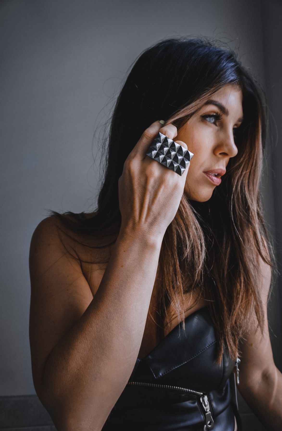 The Whitney Gunmetal Studded Ring