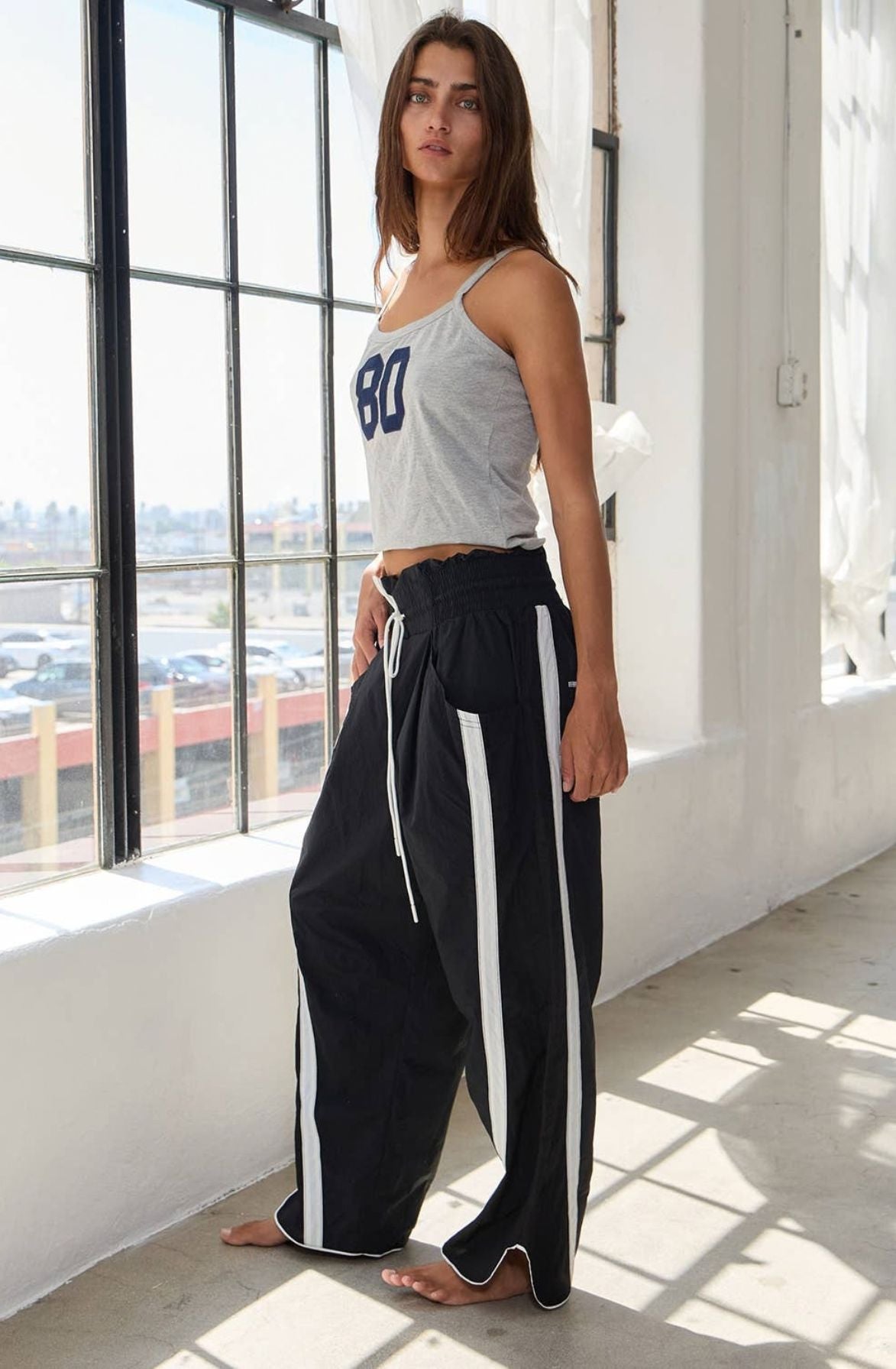 Off Duty Contrast Stripe Windbreaker Pants