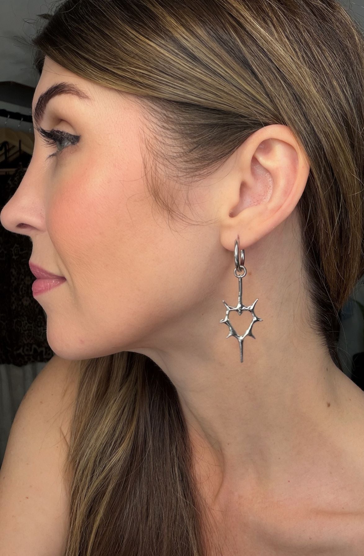 Thorned Heart Drop Earrings