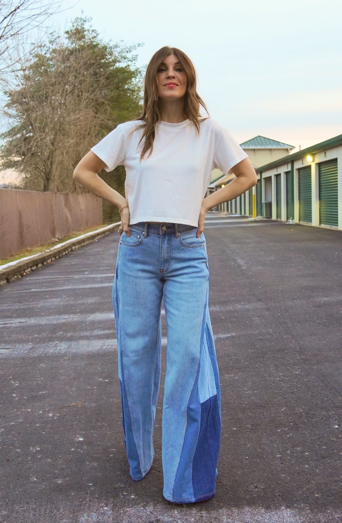 Wide Leg Color Block Jeans