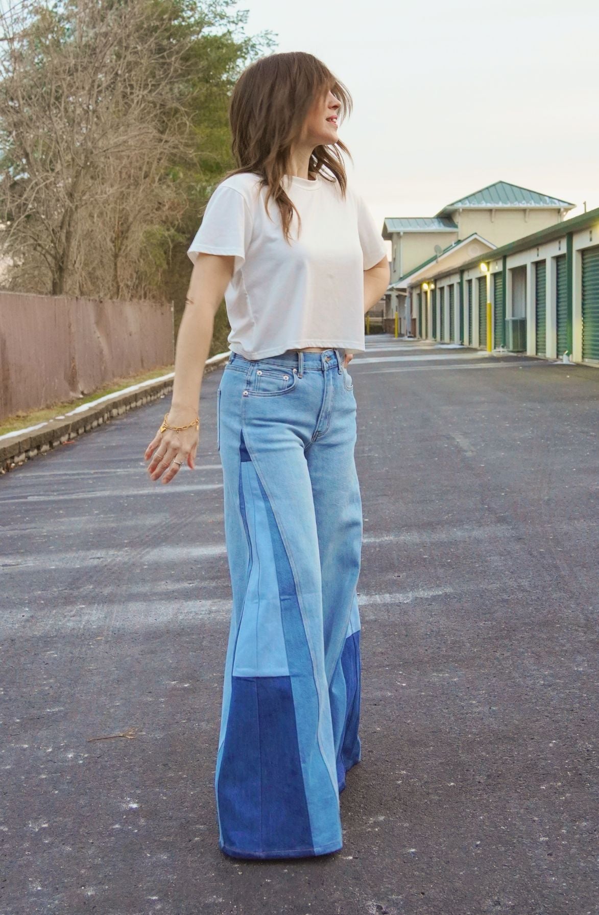 Wide Leg Color Block Jeans