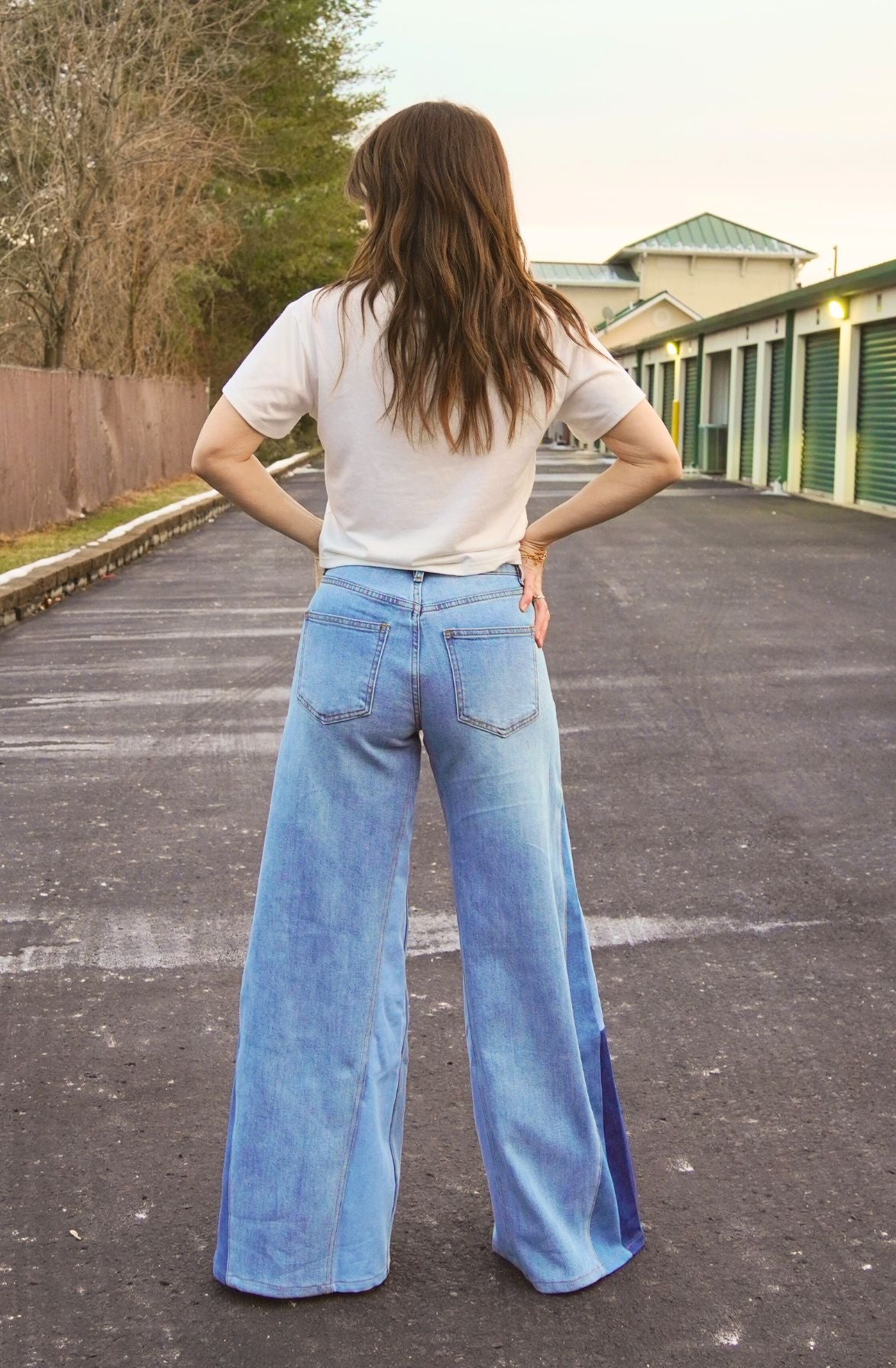 Wide Leg Color Block Jeans