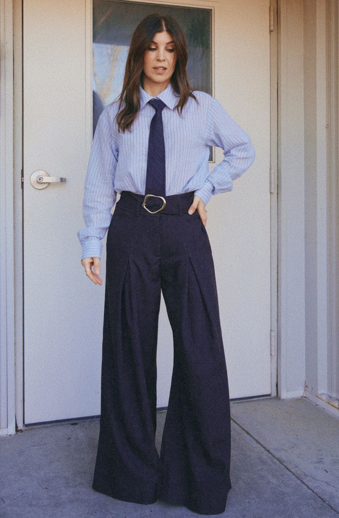 Pinstripe Shirt w/ Tie