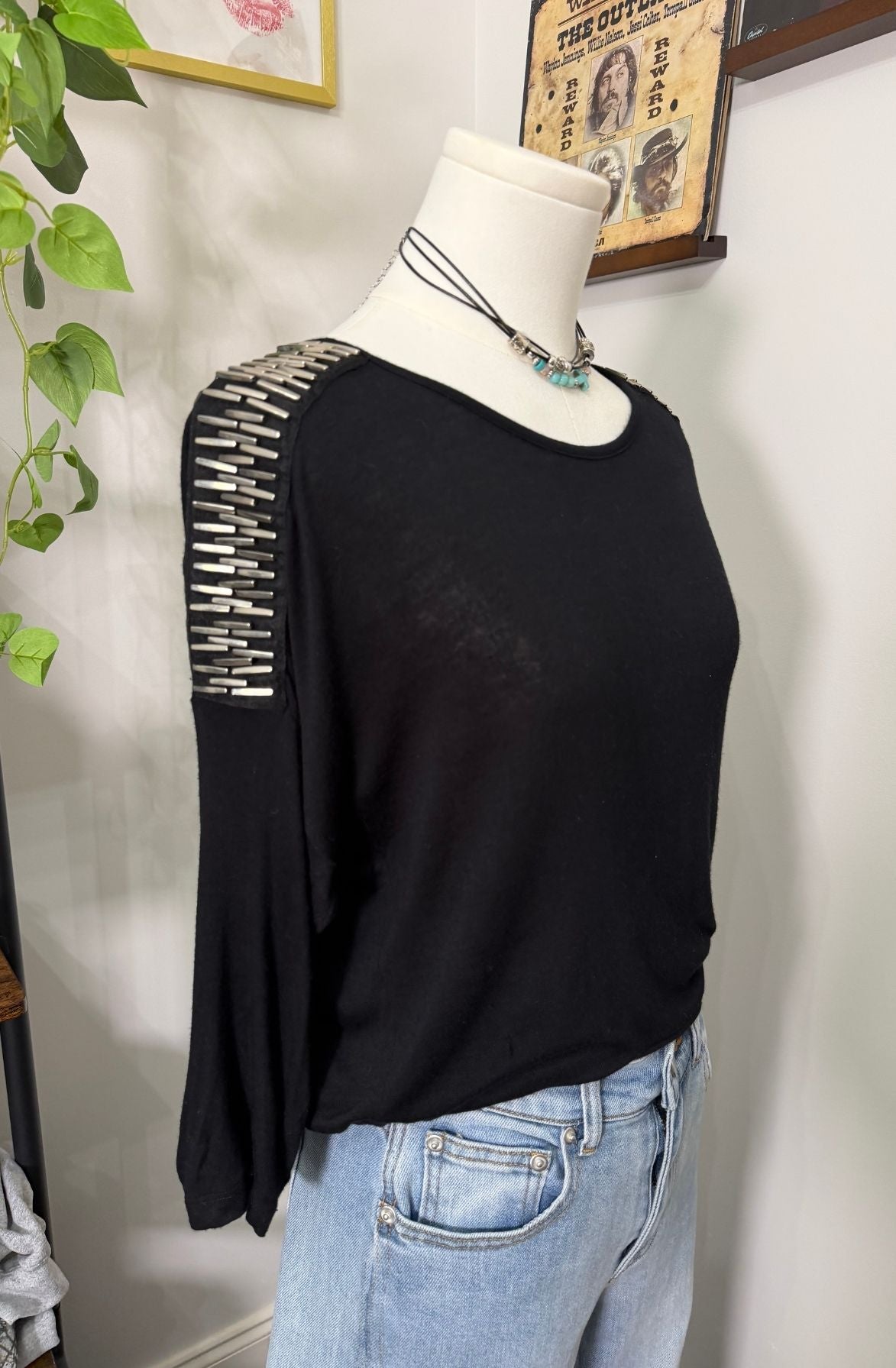Studded Shoulder Top