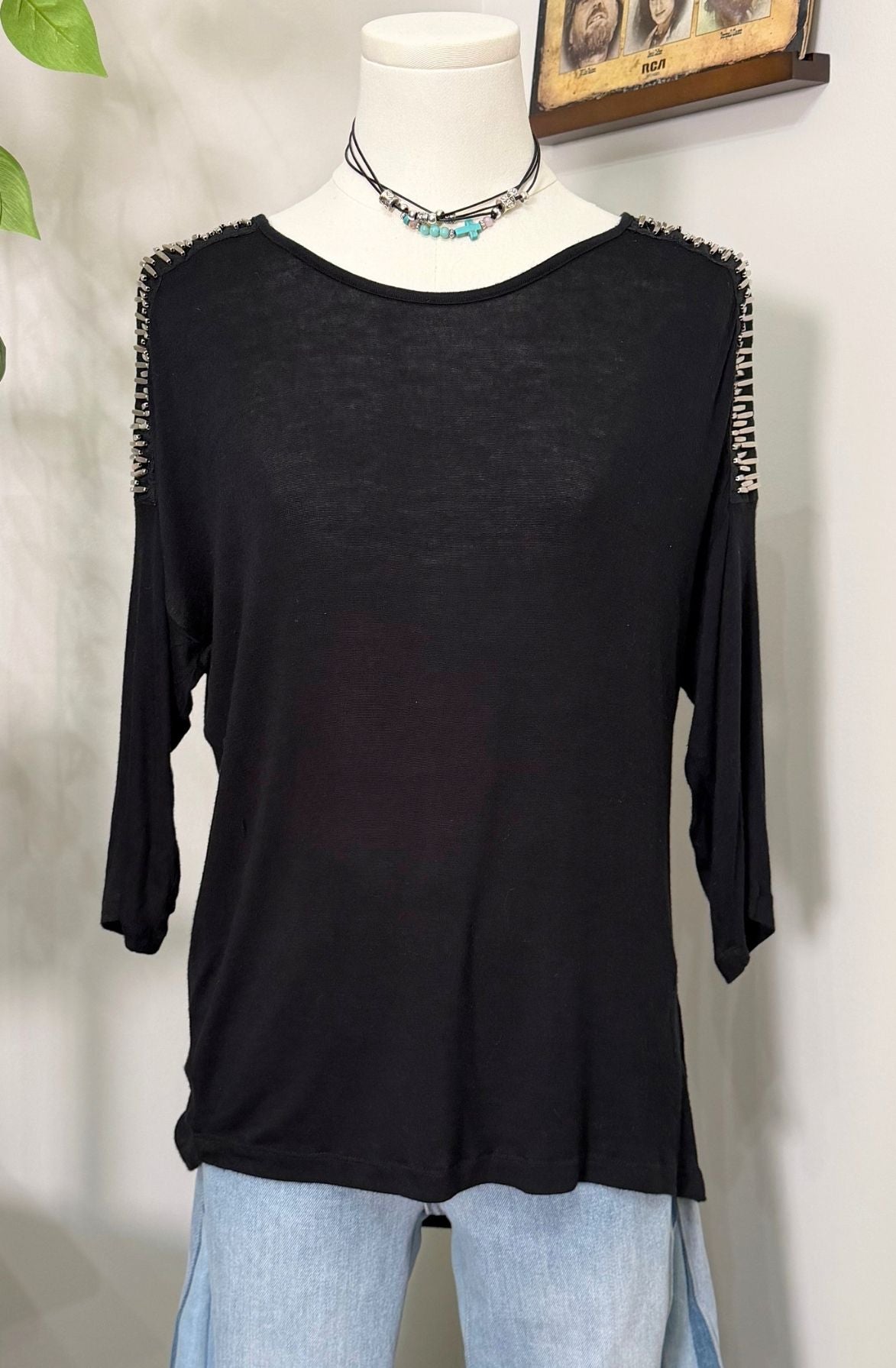 Studded Shoulder Top