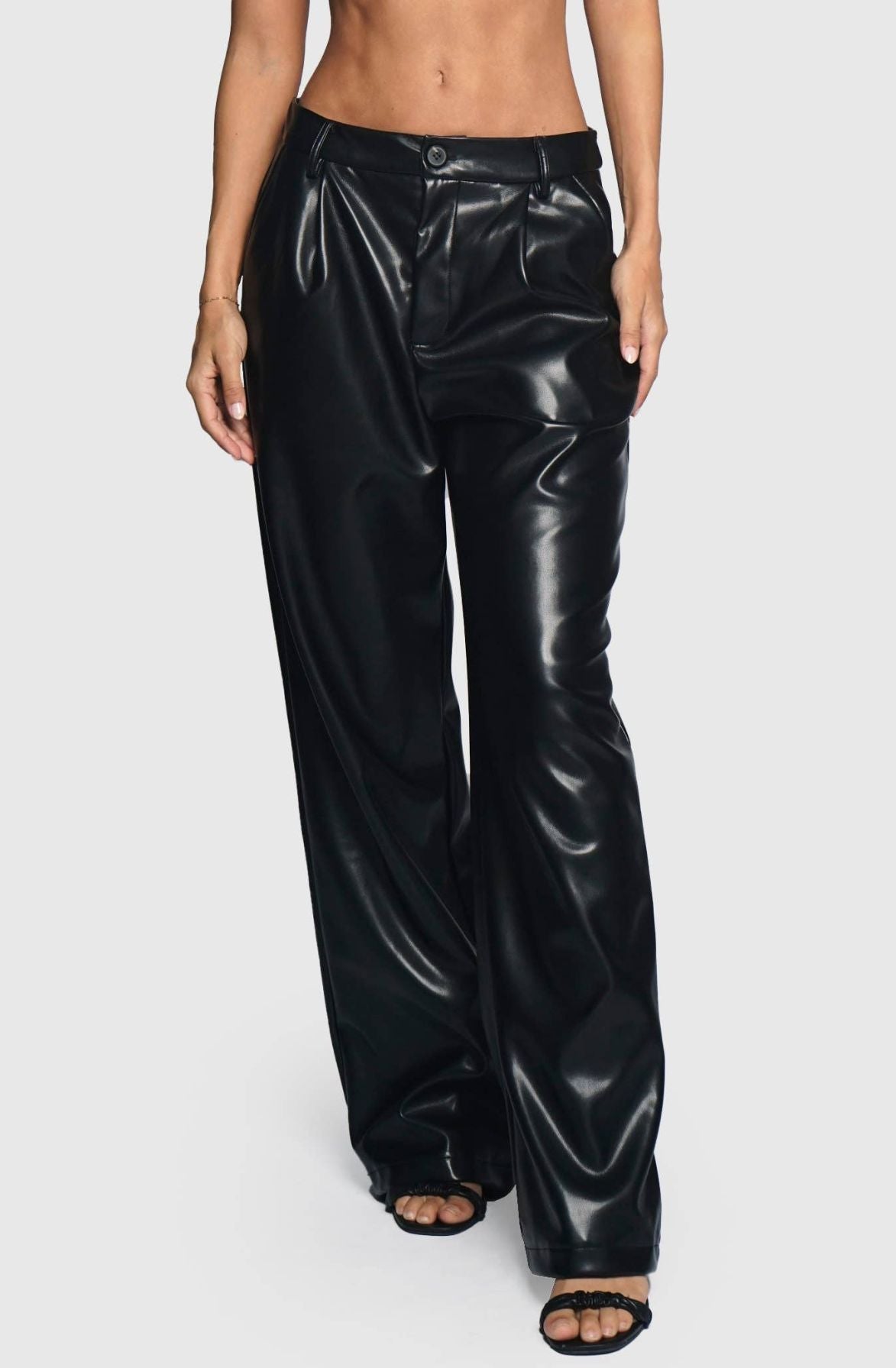 Faux Leather Wide Leg Pants