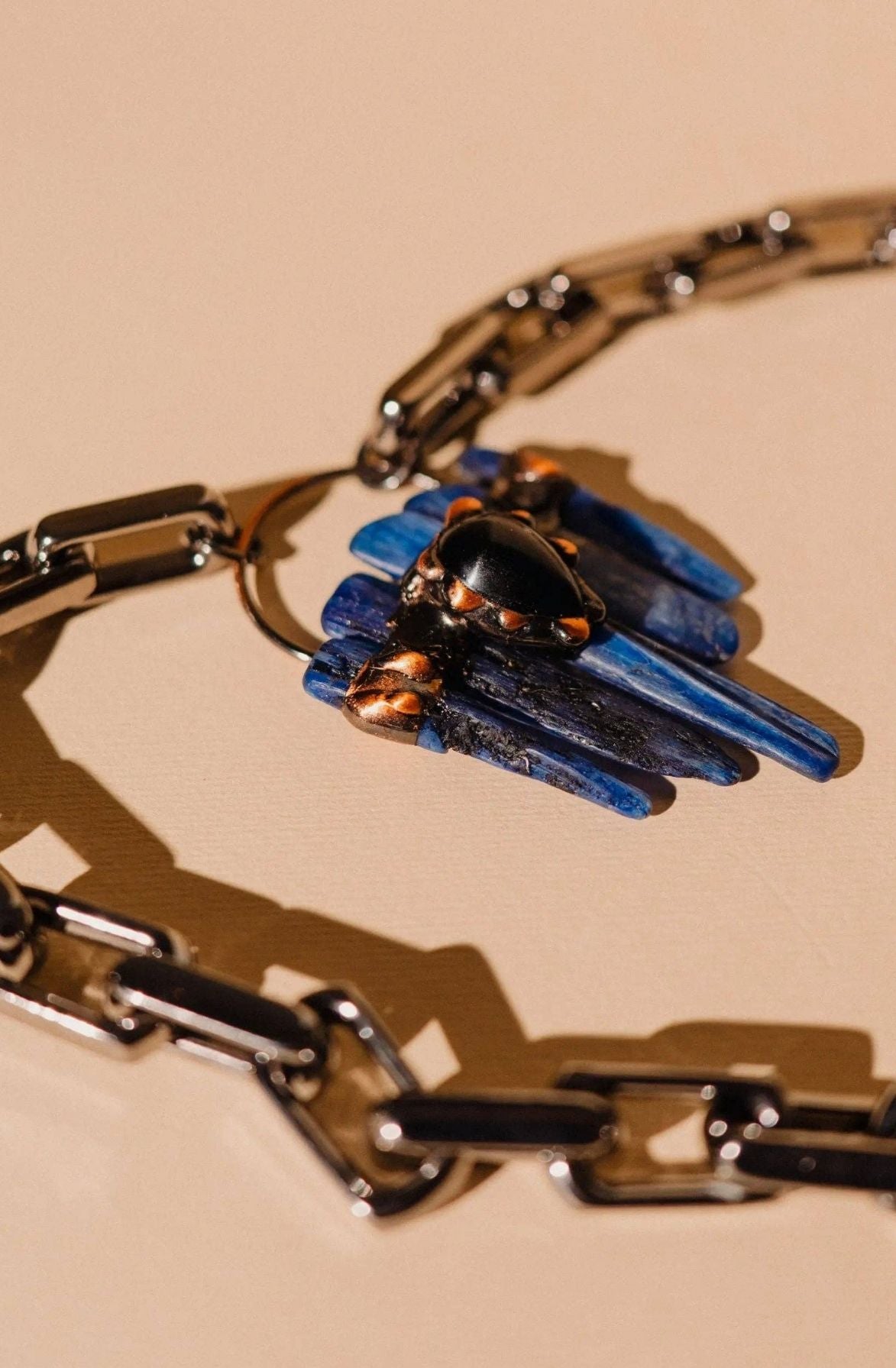 Obsidian Kyanite Necklace