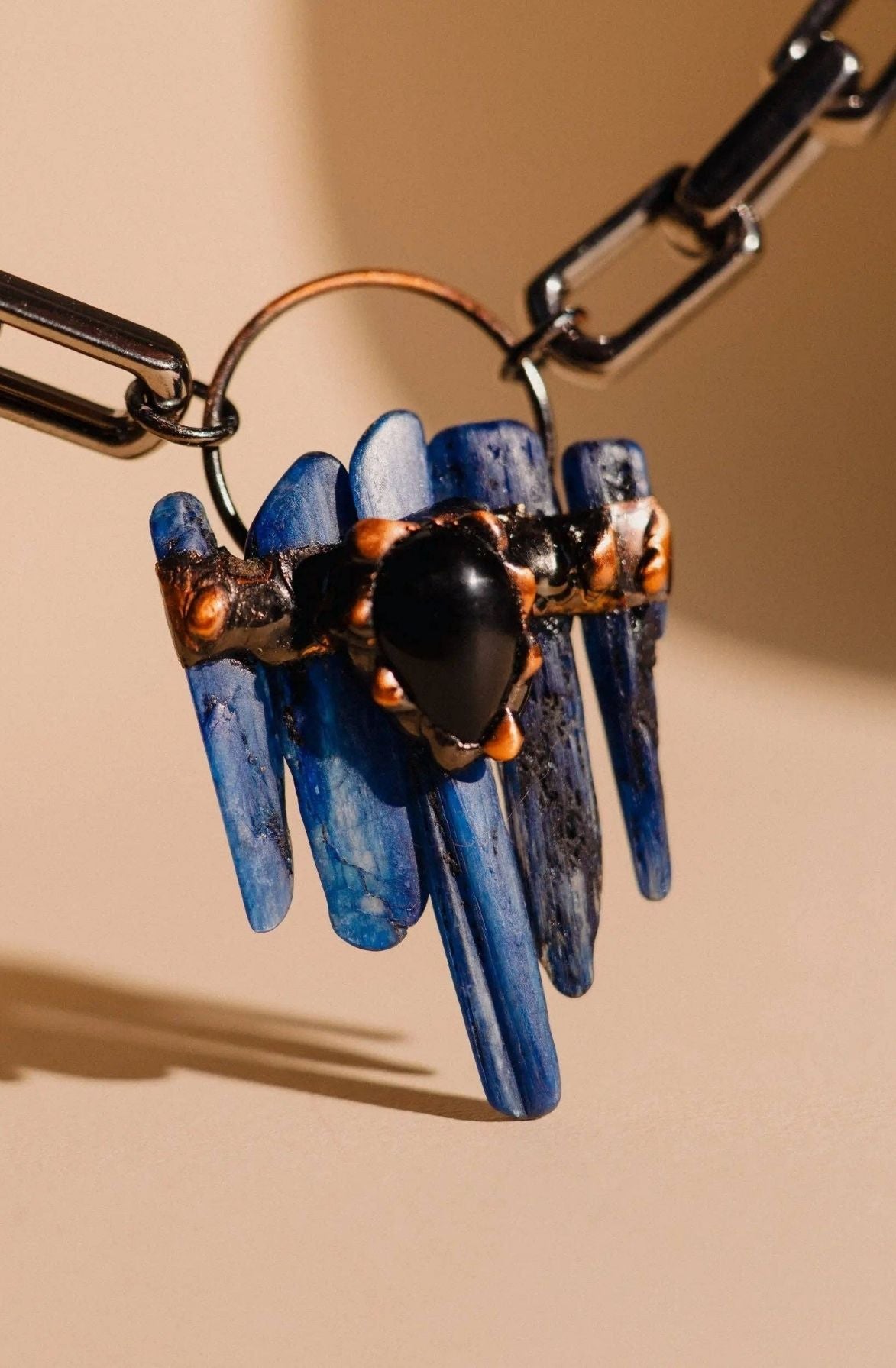 Obsidian Kyanite Necklace