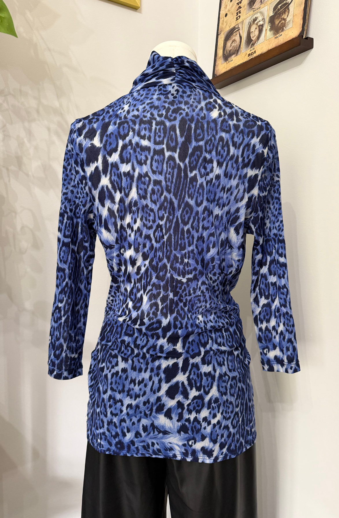 Blue Leopard Wrap Top