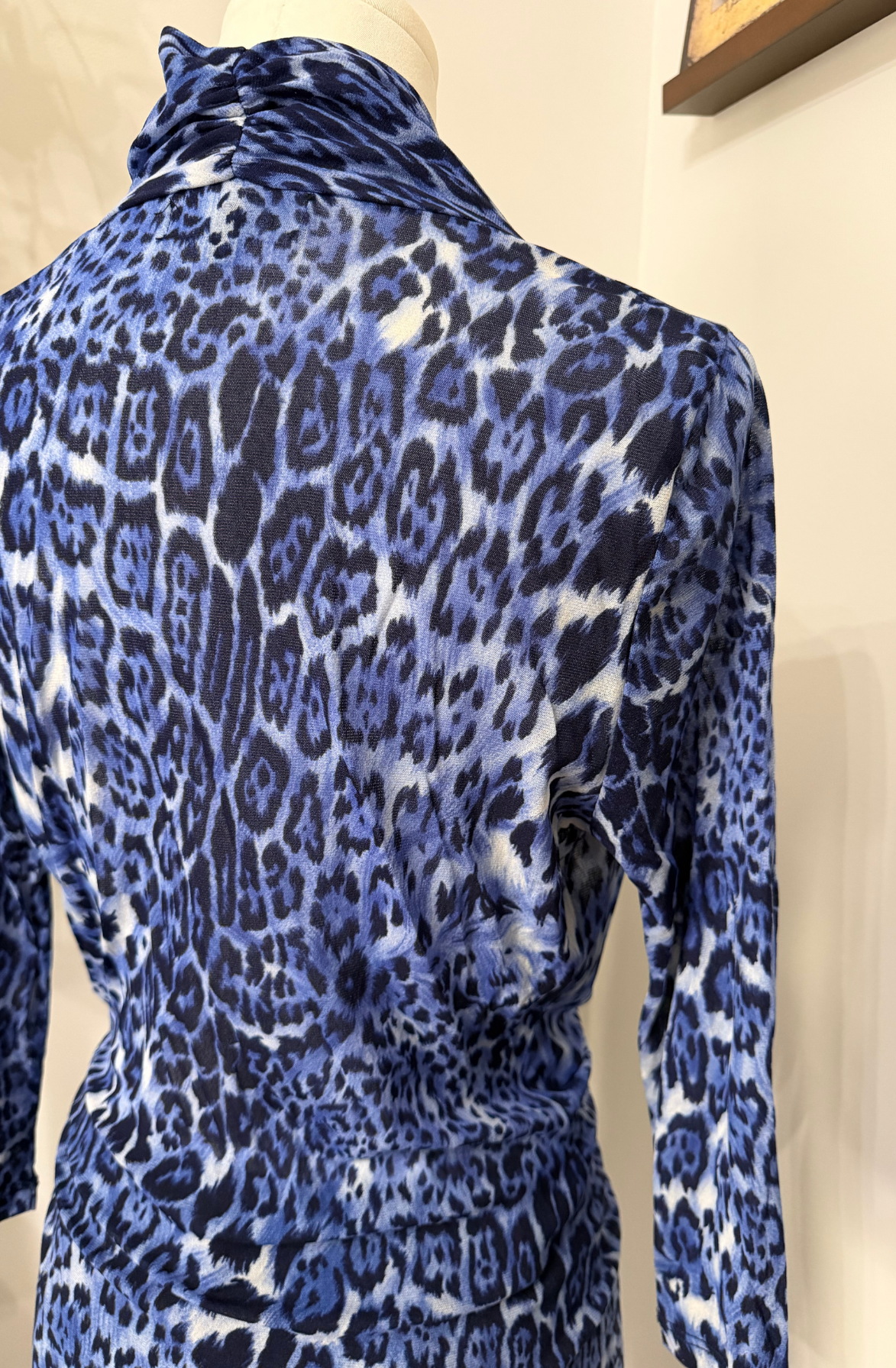 Blue Leopard Wrap Top