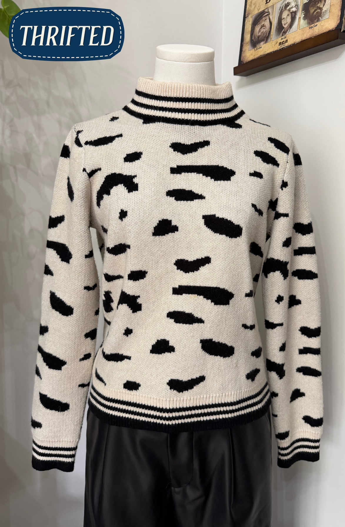 Animal Print Open Back Sweater