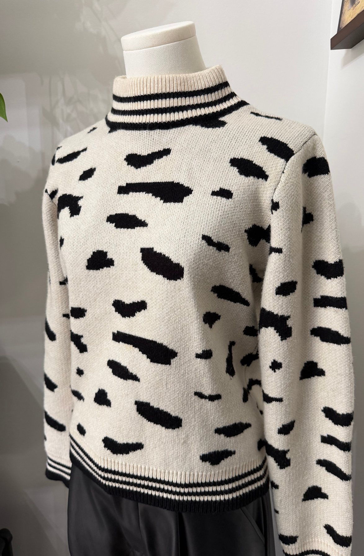 Animal Print Open Back Sweater