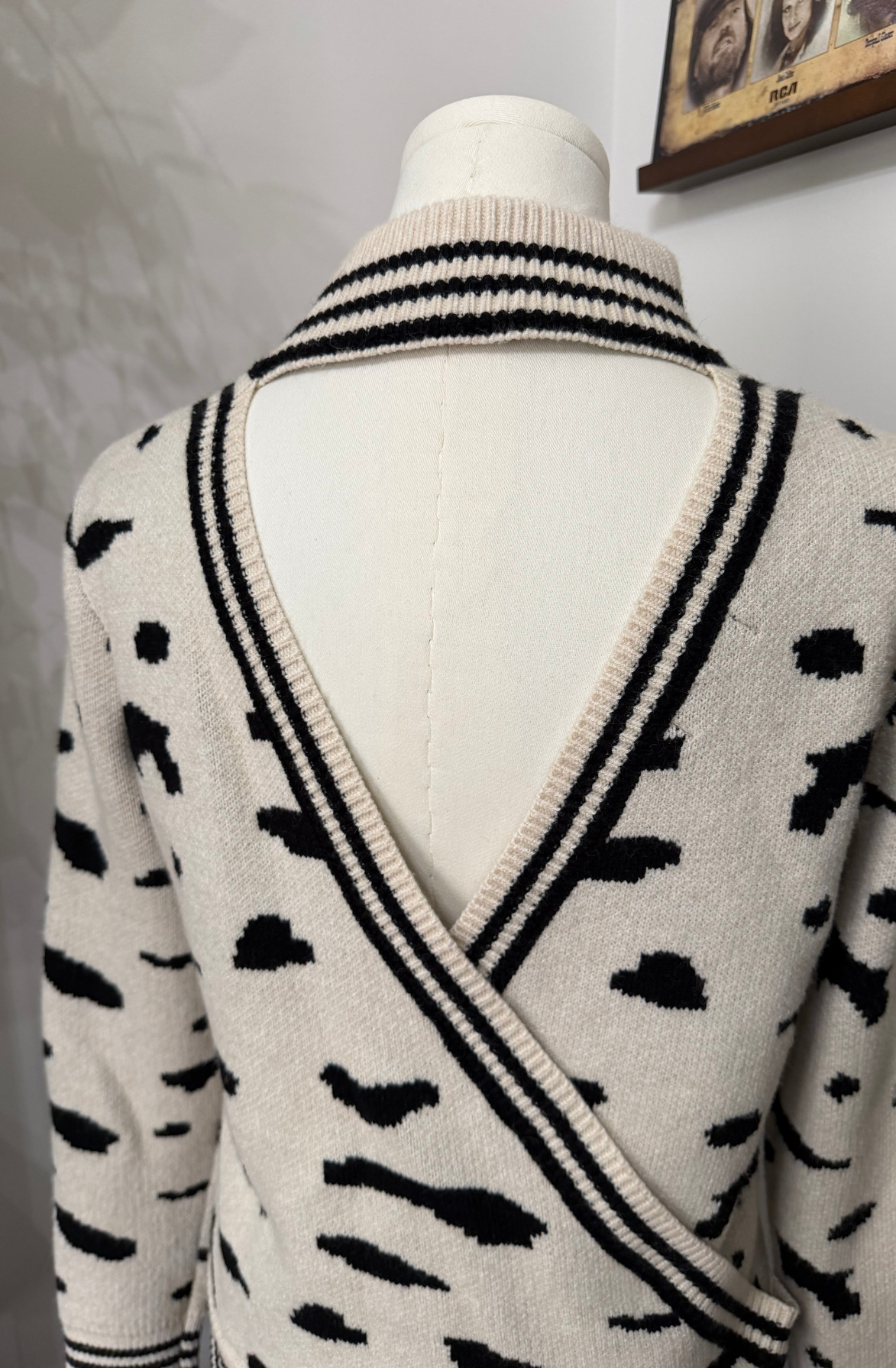 Animal Print Open Back Sweater