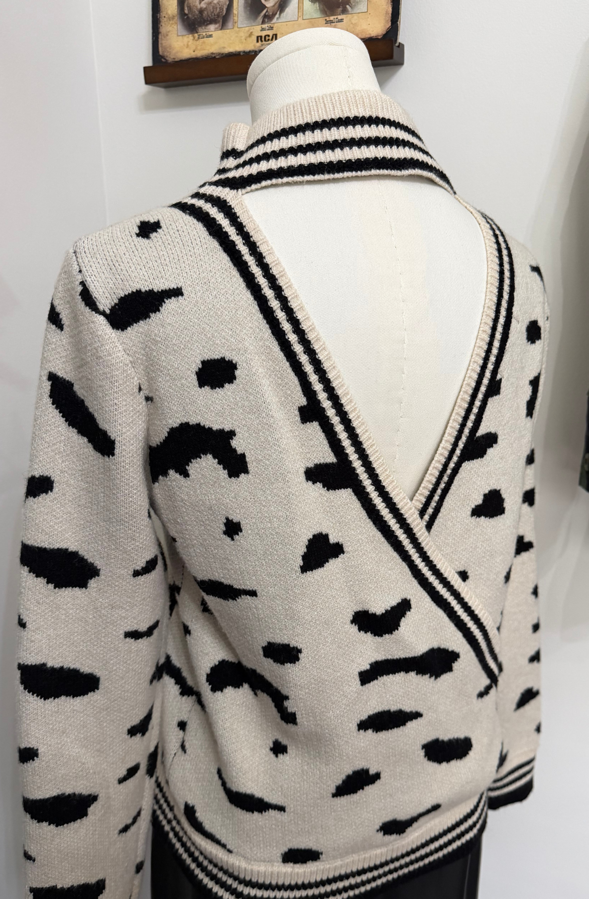 Animal Print Open Back Sweater