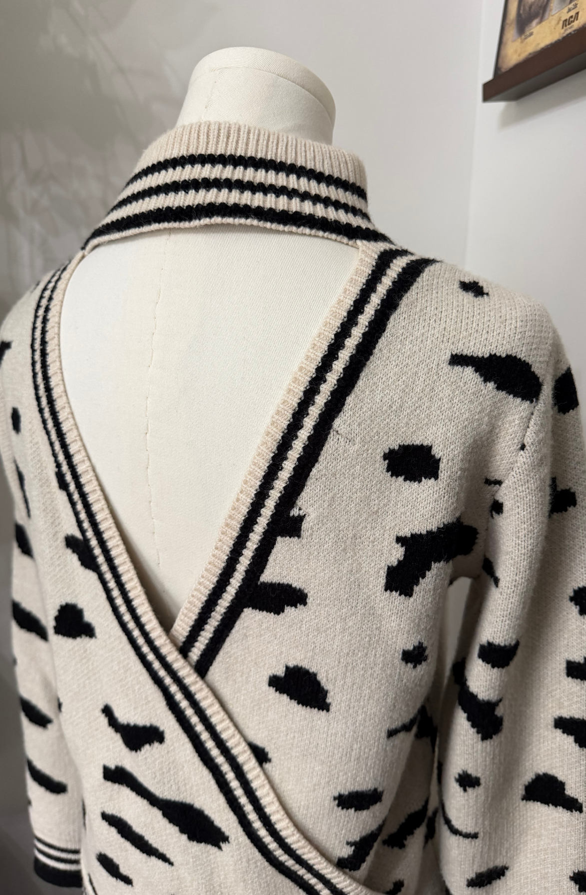 Animal Print Open Back Sweater