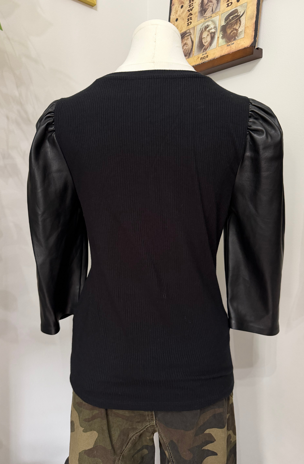Black Puff Sleeve Top