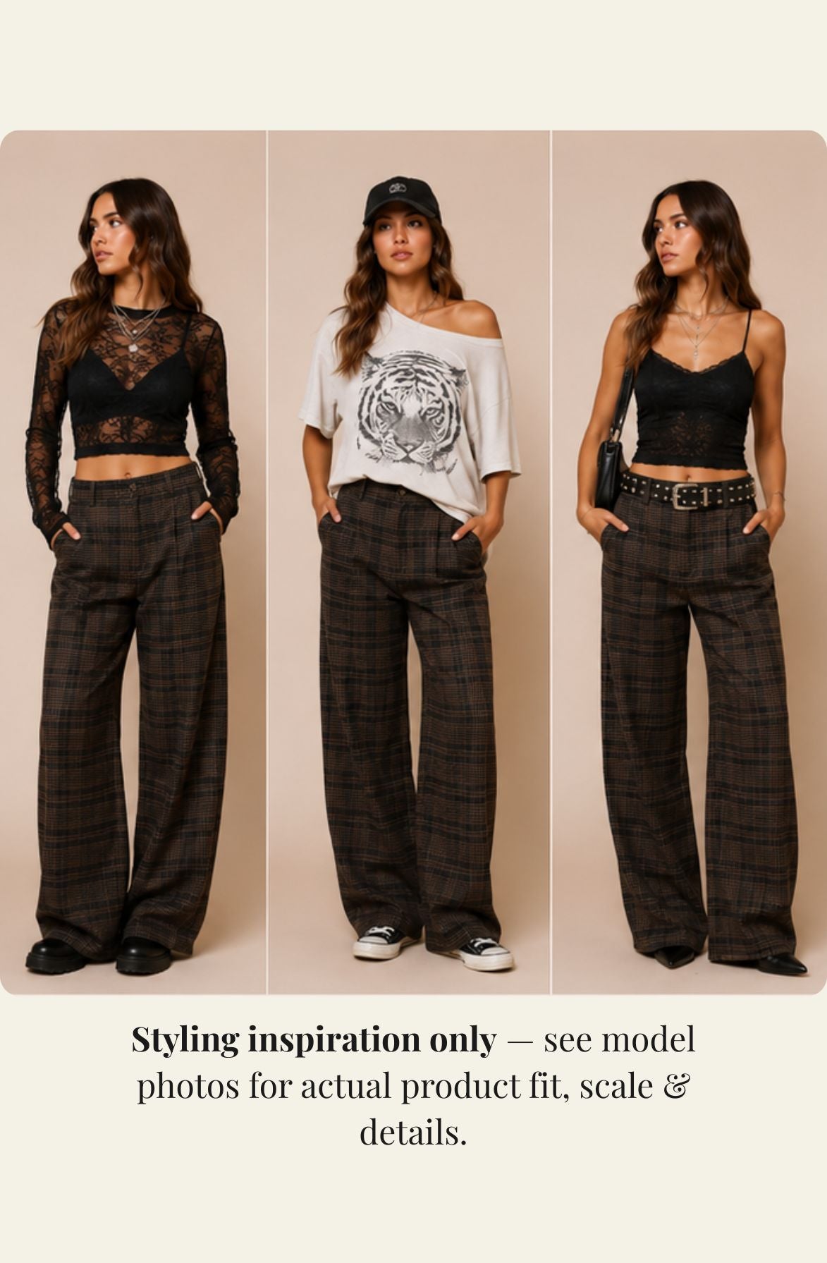 Plaid Barrel Leg Trousers