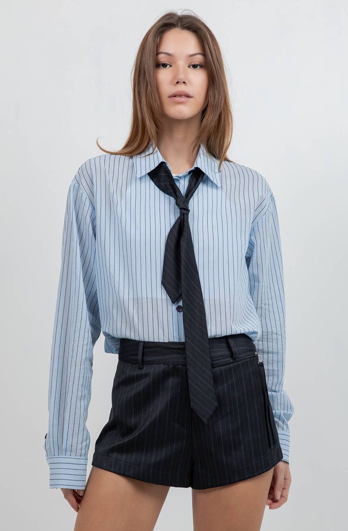 Pinstripe Shirt w/ Tie