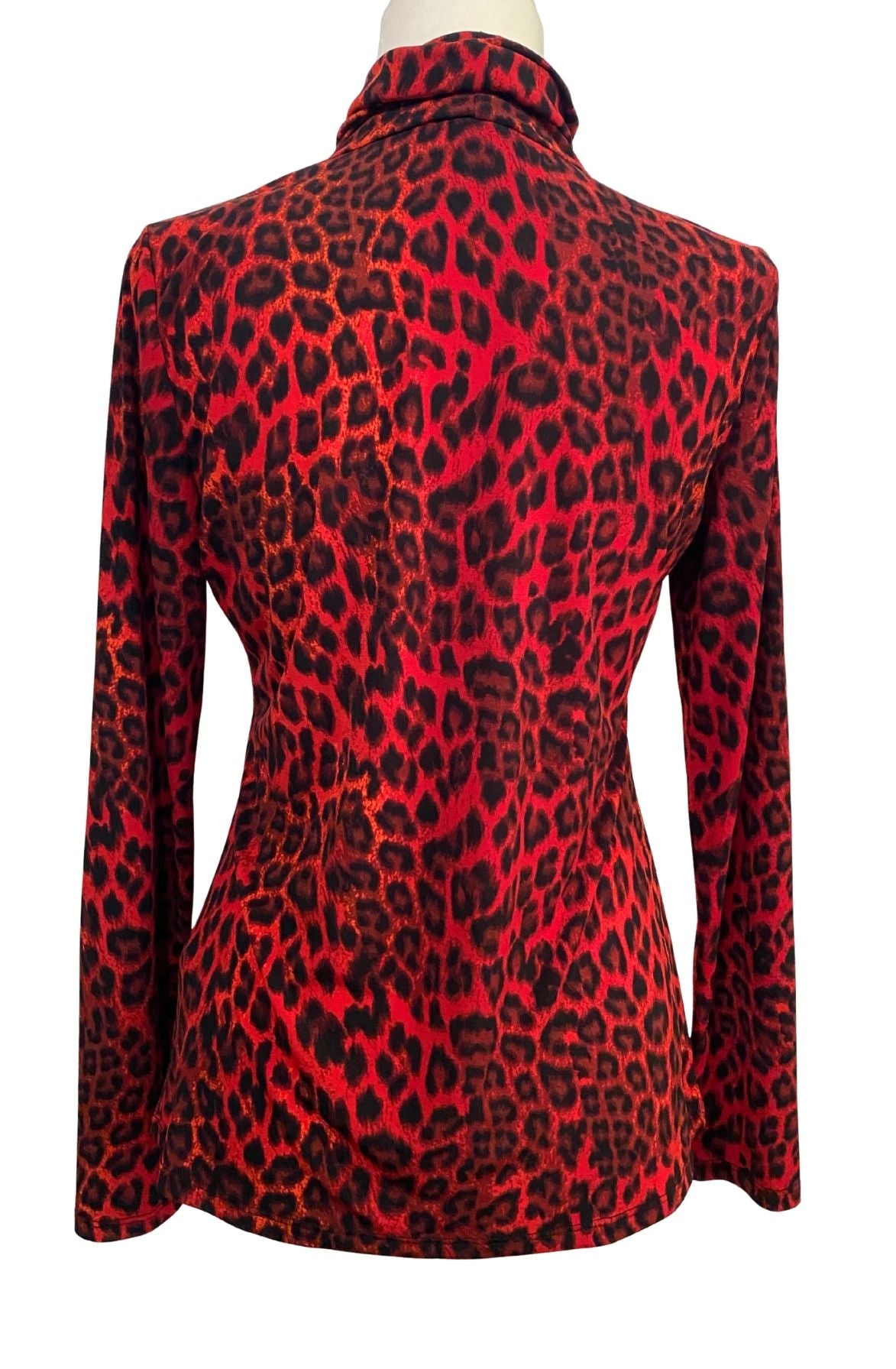 Red Leopard Turtleneck Top