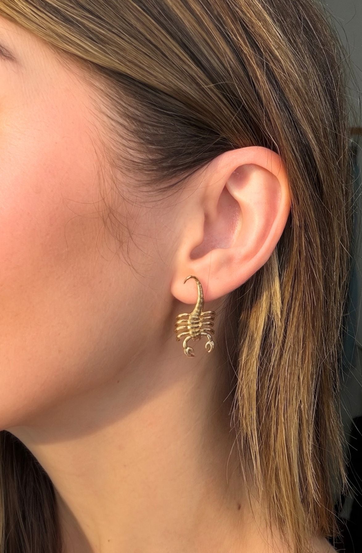 Gold Scorpion Stud Earrings
