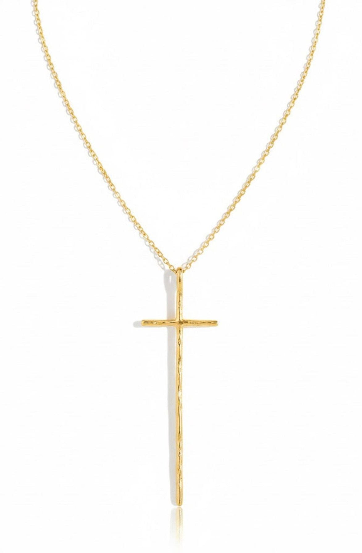 Hammered Gold Cross Necklace