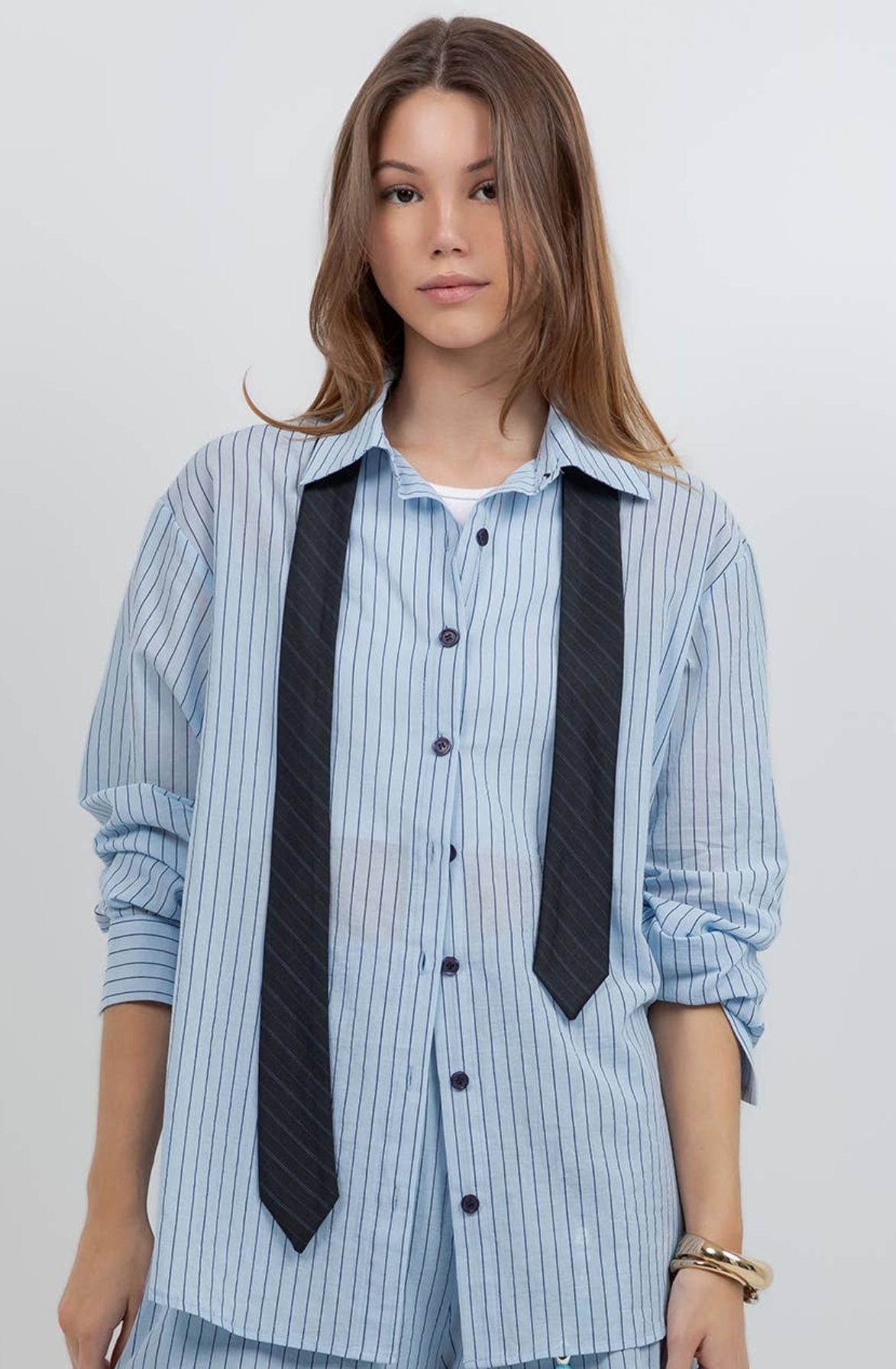 Pinstripe Shirt w/ Tie