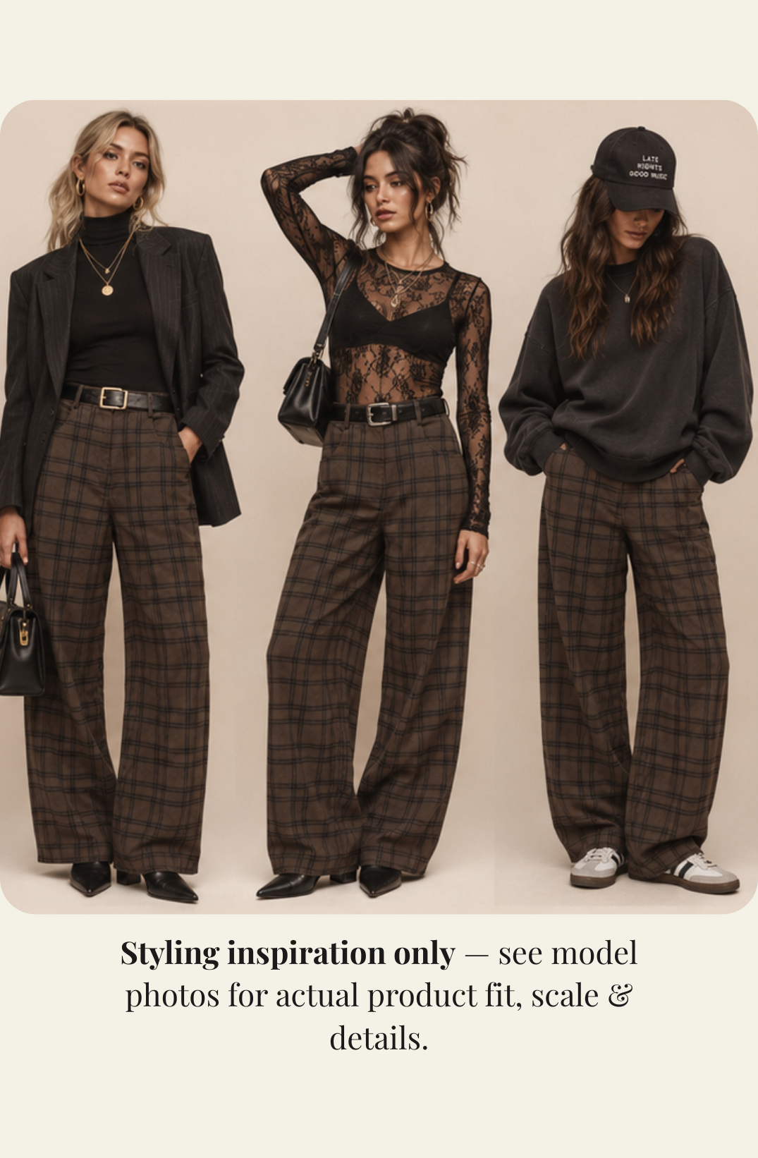 Plaid Barrel Leg Trousers