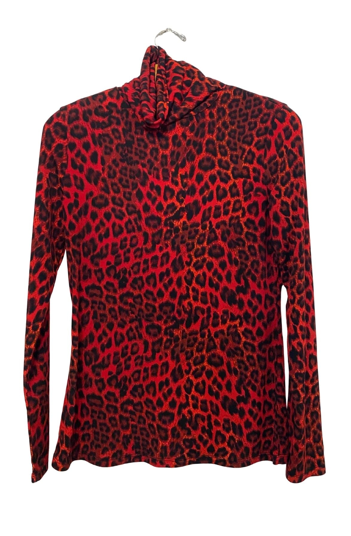 Red Leopard Turtleneck Top
