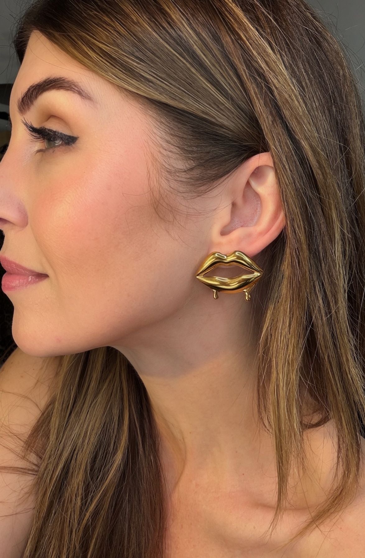 Dripping Lips Statement Stud Earrings
