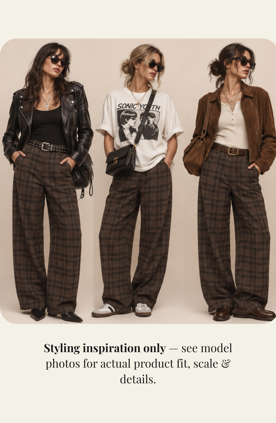 Plaid Barrel Leg Trousers
