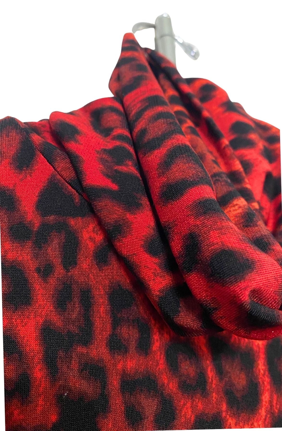 Red Leopard Turtleneck Top