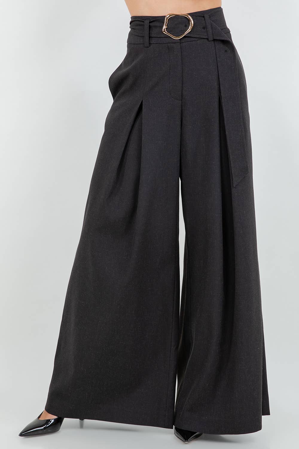 Wide Leg Pleated Trousers