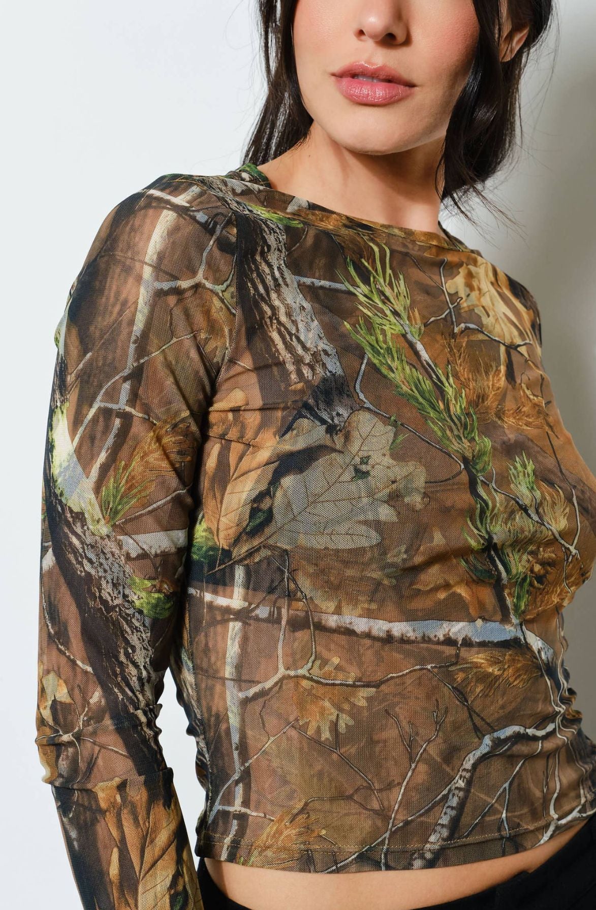 Backroads Sheer Camo Top