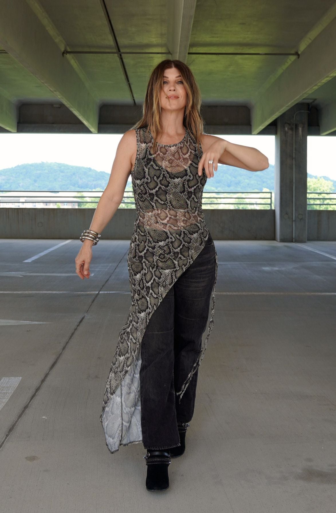 Snakeskin Sheer Maxi Top