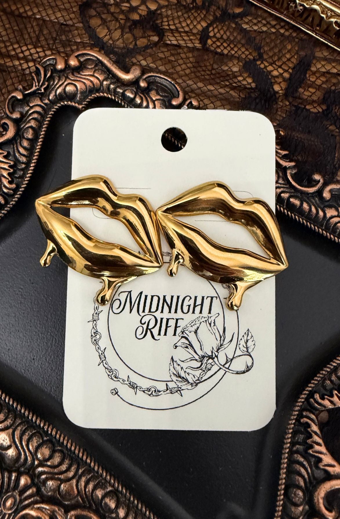 Dripping Lips Statement Stud Earrings