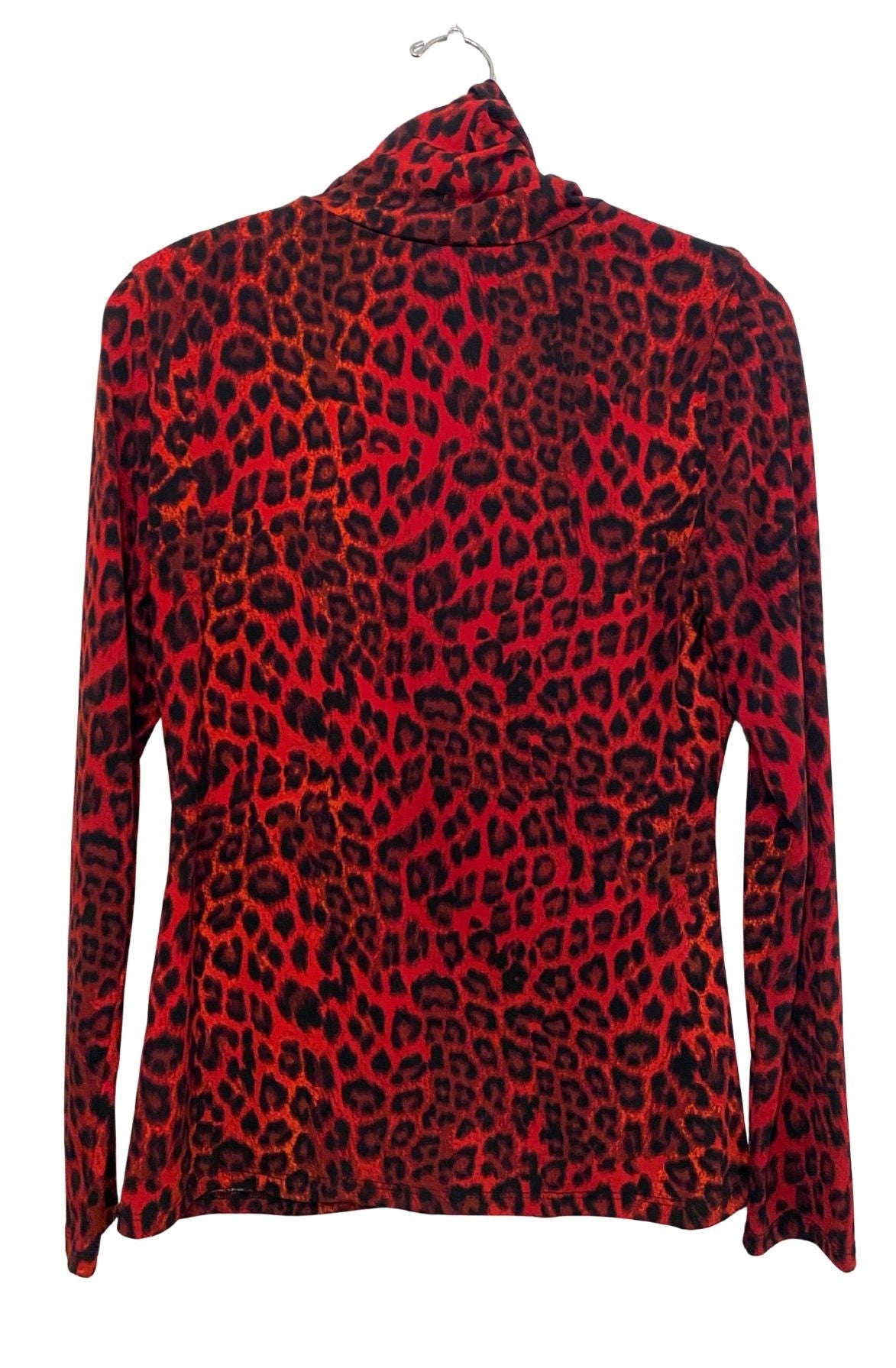 Red Leopard Turtleneck Top