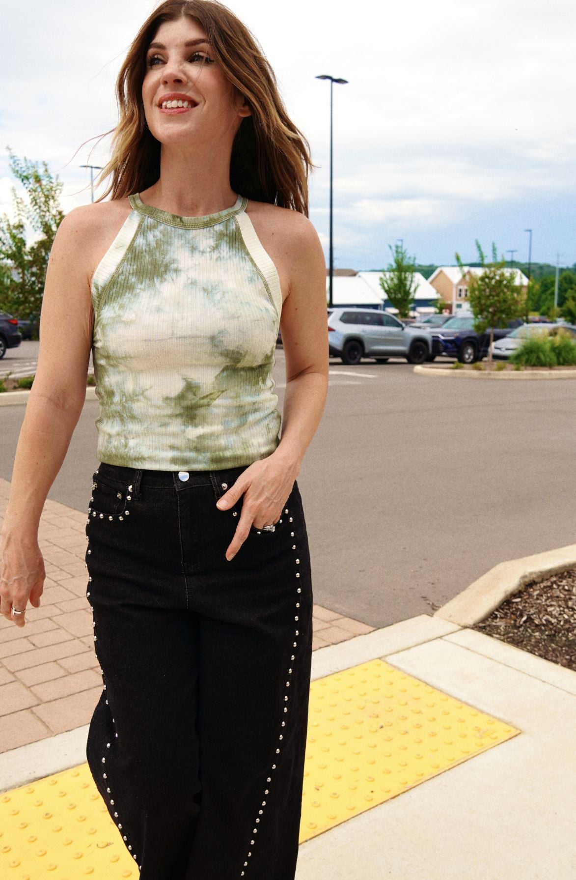 Retro Tie Dye Ribbed Tank