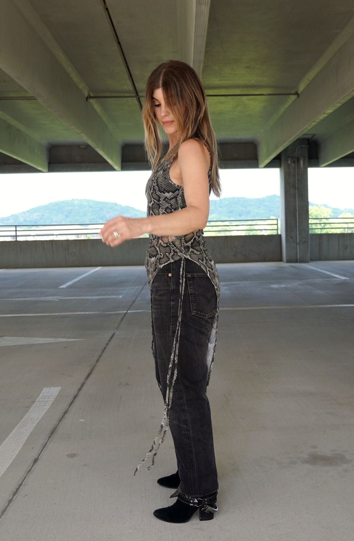 Snakeskin Sheer Maxi Top