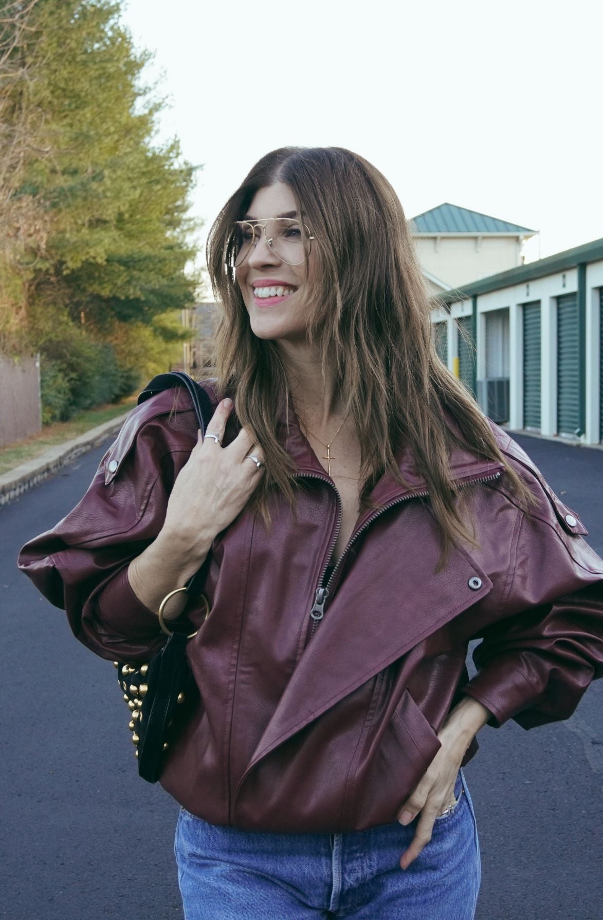 Oxblood High Collar Bomber