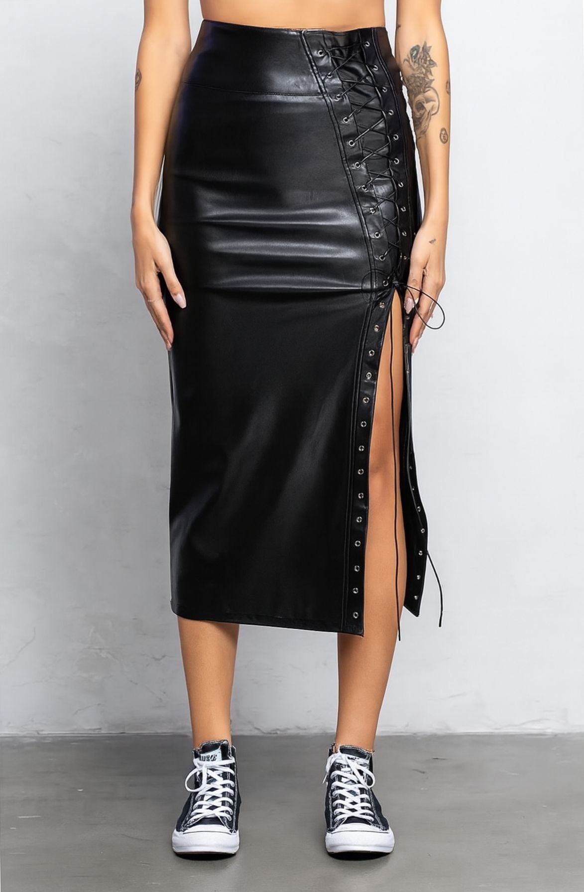 Midi Skirt w/ Lace Up Detail