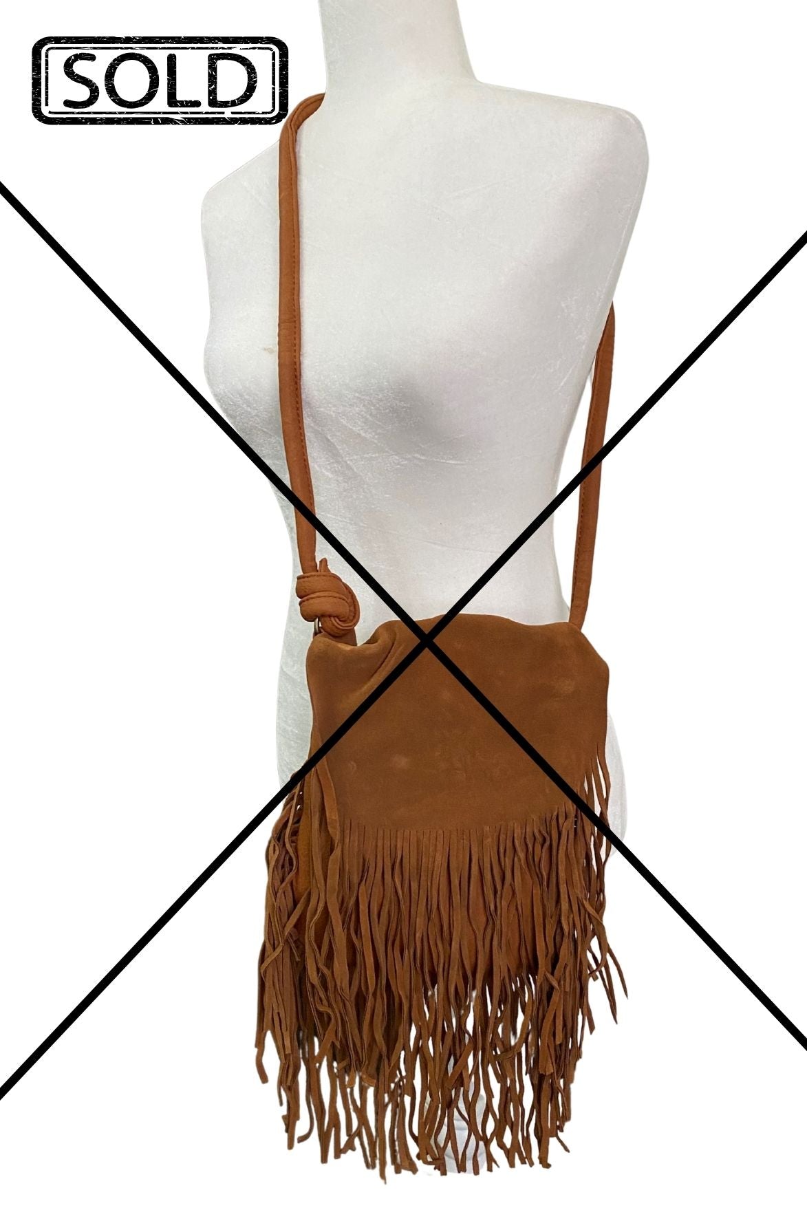Leather Brown Fringe Crossbody Bag